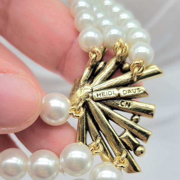 Heidi Daus Triple Strand Pearl Swag Necklace with Swarovski Crystal Stations - Picture 13 of 14